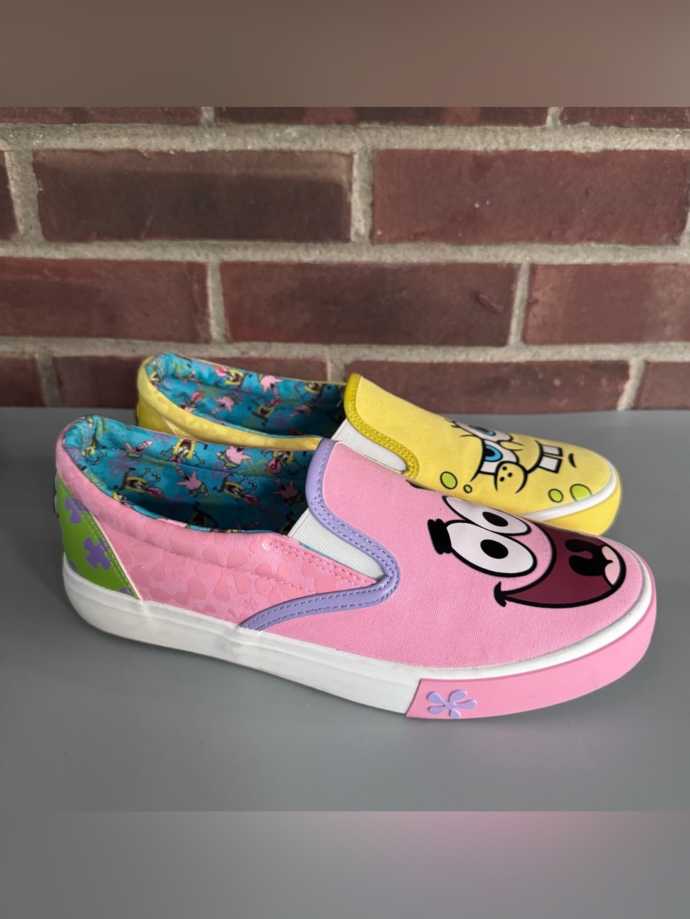 Ground Up SpongeBob Patrick Slip On Shoes Womenโs US 8 Pink Yellow Nickelodeon.